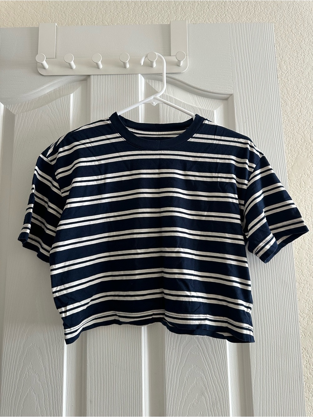 Everlane Navy and White Striped Short Sleeve Tee
